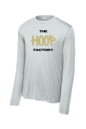 The Hoop Factory Dri-Fit Long Sleeve Shirt Gray (Gold Logo)